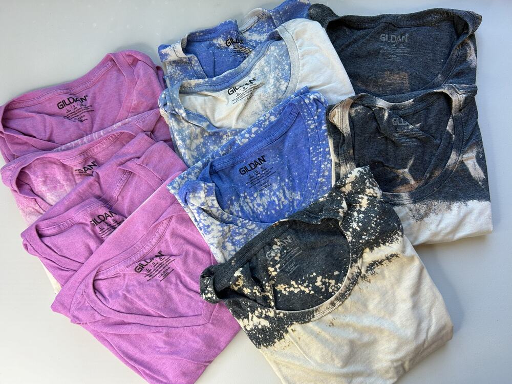 Lot of 8 Gildan L Pre-Bleached Tie Dye T-Shirts - Sublimation DTF HTV Blanks